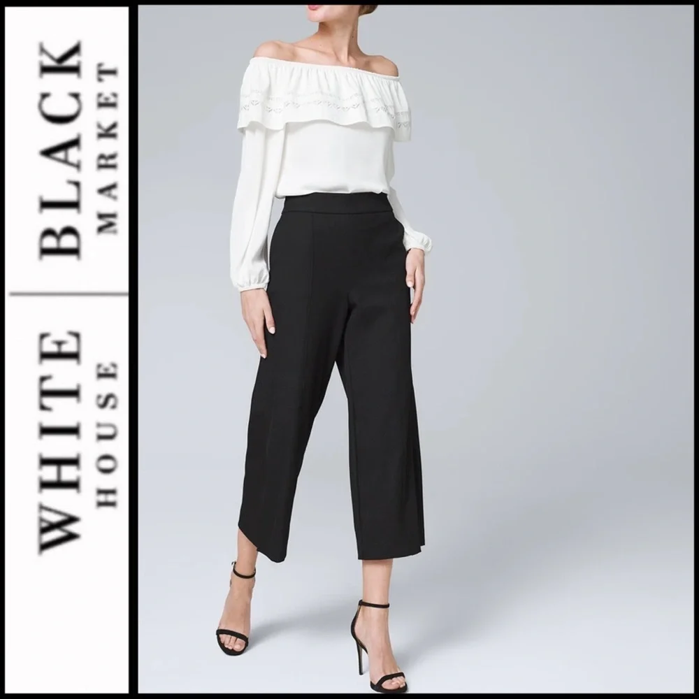 NWT WHBM Luxe Textured Wide Leg Crop Pants - Picture 2 of 8